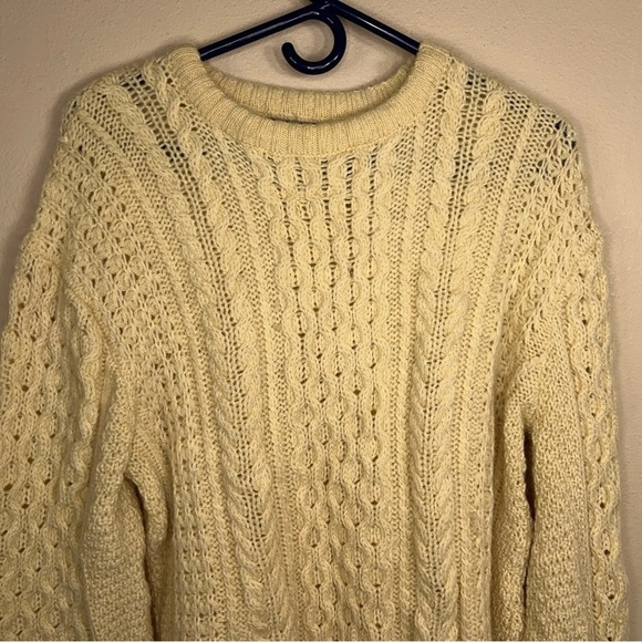 VINTAGE PENDLETON CREAM PURE WOOL MENS SWEATER XL MADE IN USA ACADEMIA - Picture 2 of 10